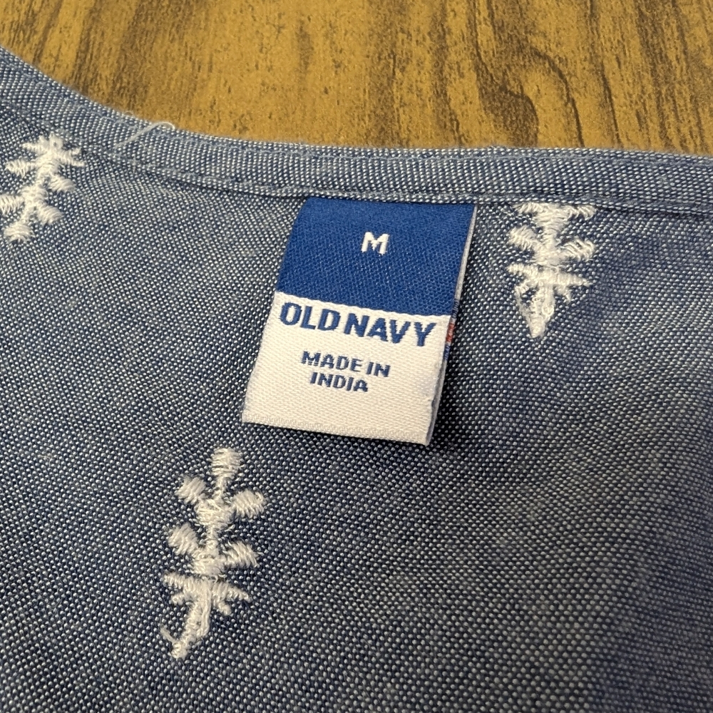 Old Navy Embroidered Peasant Top - Chambray Blue - Picture 7 of 8